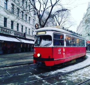 snowy tram vienna