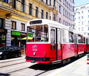 vienna tram on a Sunday