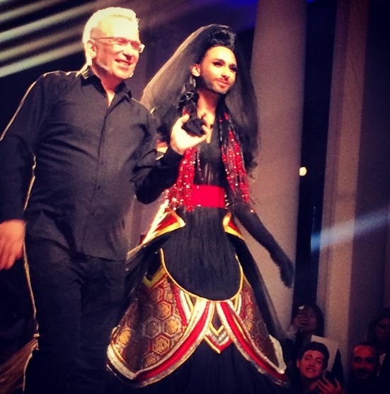 Watch Conchita Wurst Walking Runway at Jean Paul Gaultier Show Paris Fashion Week (Videos)